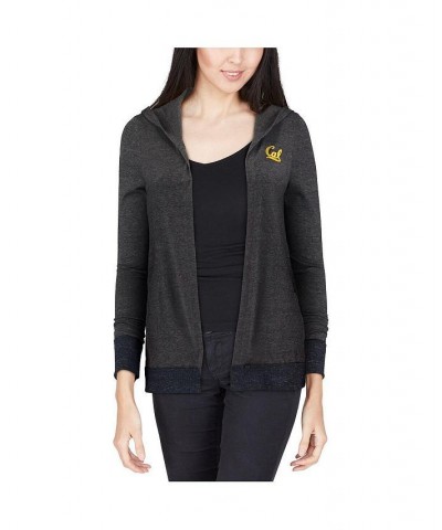 Women's Charcoal Cal Bears Steeplechase Open Hooded Tri-Blend Cardigan Gray $28.49 Sweaters