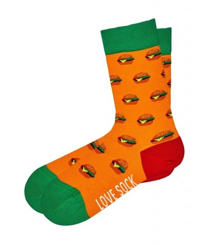 Burger Novelty Organic Cotton Colorful Fun Novelty Crew Socks Orange $9.20 Socks