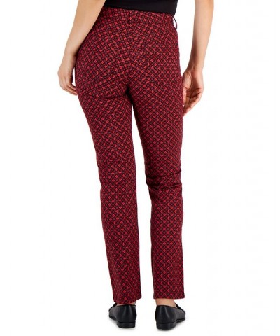 Women's Lexington Geo-Print Tummy-Control Jeans Ravishing Red $12.55 Jeans
