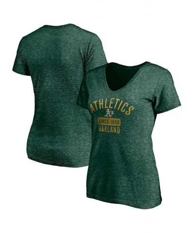 Women's Heather Green Oakland Athletics Old Time Favorite V-Neck T-Shirt Heather Green $18.80 Tops