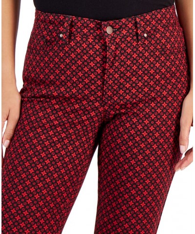 Women's Lexington Geo-Print Tummy-Control Jeans Ravishing Red $12.55 Jeans