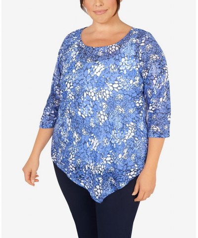 Plus Size Lilac You A Lot Printed Stretch Jersey Top Medium Blue Multi $26.29 Tops