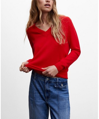 Women's V-Neck Sweater Red $47.69 Sweaters