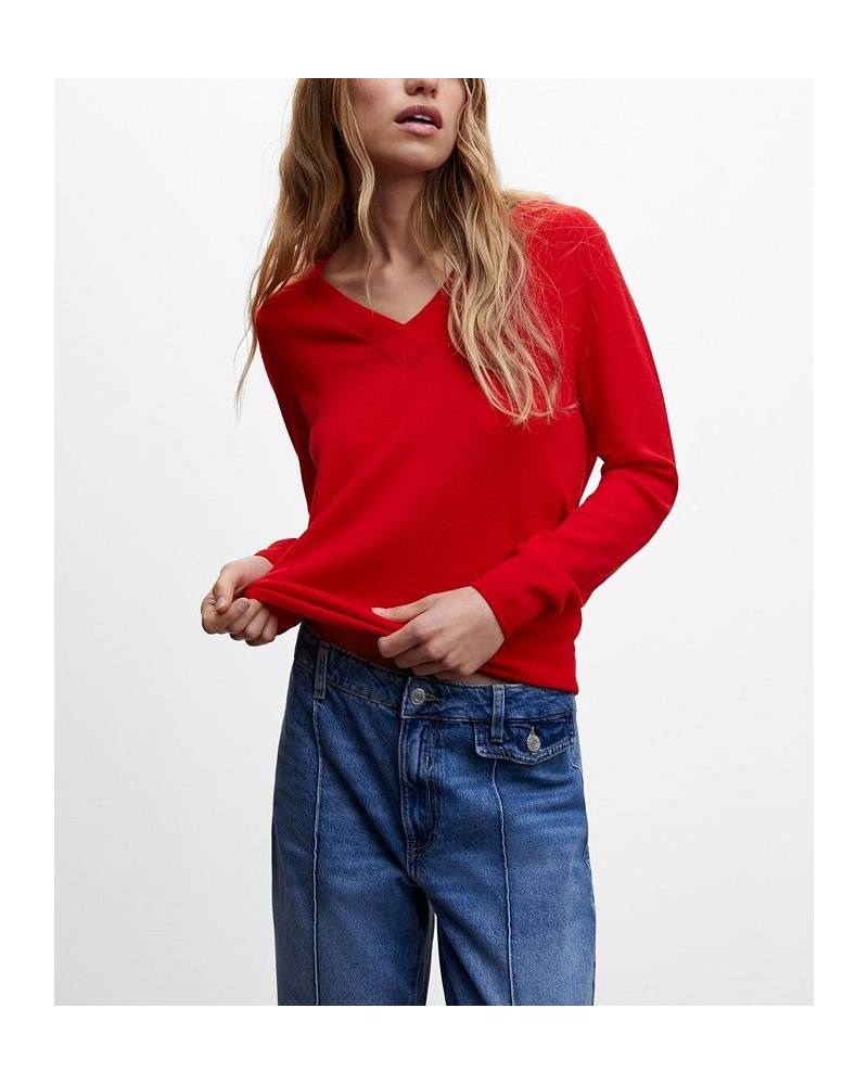 Women's V-Neck Sweater Red $47.69 Sweaters