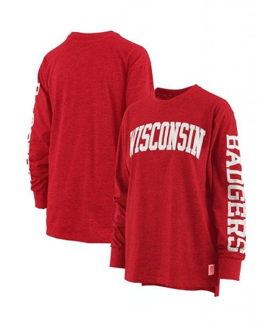 Women's Red Wisconsin Badgers Plus Size Two-Hit Canyon Long Sleeve T-shirt Red $30.00 Tops