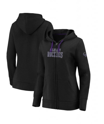 Women's Black Colorado Rockies Primary Logo Team Block Full-Zip Hoodie Black $45.89 Sweatshirts