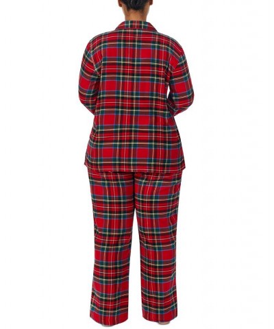 Plus Size Plaid Notched-Collar Pajama Set Red Plaid $28.08 Sleepwear