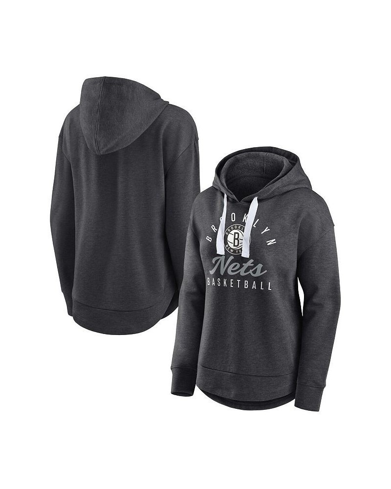 Women's Branded Heather Charcoal Brooklyn Nets Iconic Distribution Pullover Hoodie Heather Charcoal $33.75 Sweatshirts