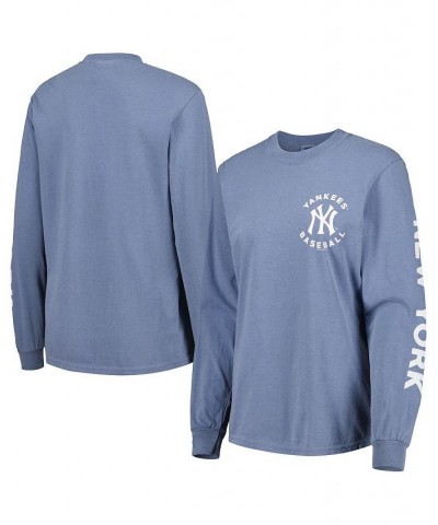 Women's Navy New York Yankees Team Pigment Dye Long Sleeve T-shirt Blue $31.79 Tops
