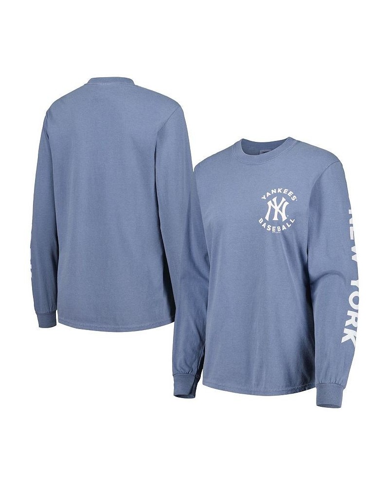 Women's Navy New York Yankees Team Pigment Dye Long Sleeve T-shirt Blue $31.79 Tops