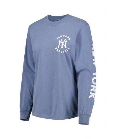 Women's Navy New York Yankees Team Pigment Dye Long Sleeve T-shirt Blue $31.79 Tops