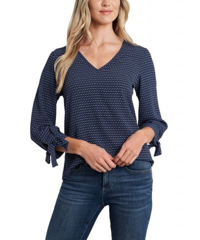 Women's Garden Geo Tie-Sleeve Blouse Caviar $37.80 Tops