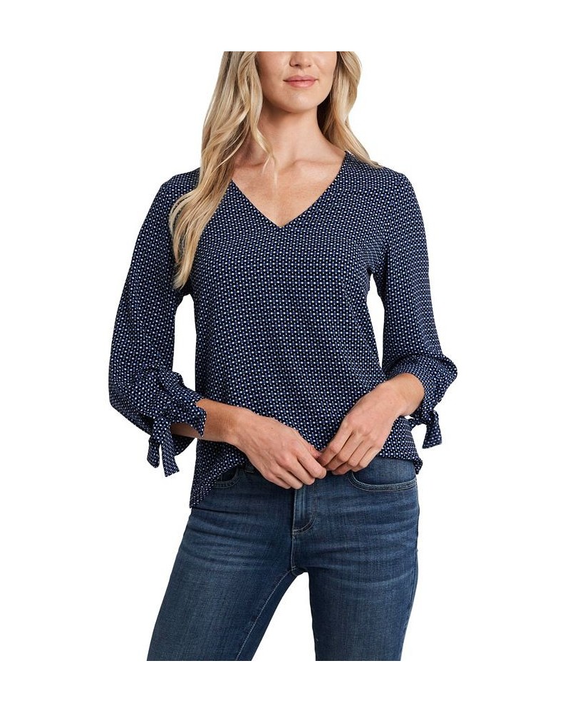 Women's Garden Geo Tie-Sleeve Blouse Caviar $37.80 Tops