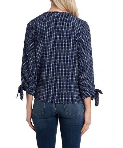 Women's Garden Geo Tie-Sleeve Blouse Caviar $37.80 Tops