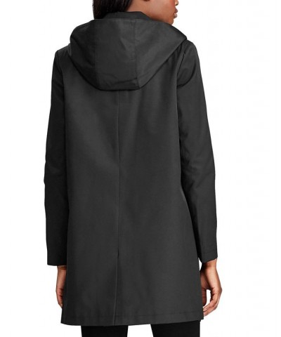 Women's Petite Hooded Raincoat Black $51.92 Coats