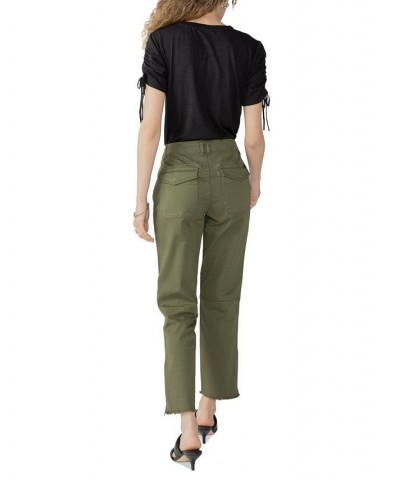 Women's Solid Peace Maker Frayed-Cuff Ankle Pants Green $30.35 Pants