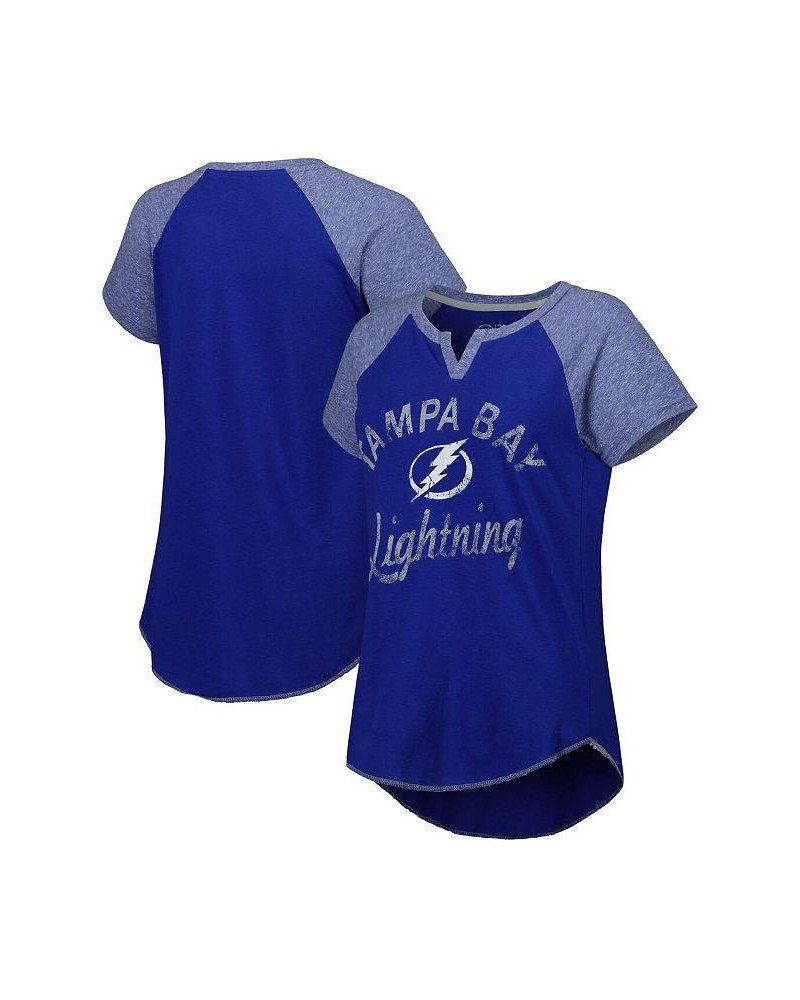 Women's Blue Tampa Bay Lightning Grand Slam Raglan Notch Neck T-shirt Blue $23.84 T-Shirts