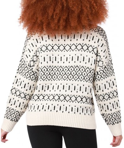 Petite V-Neck Intarsia-Knit Sweater Cream/black $30.34 Sweaters