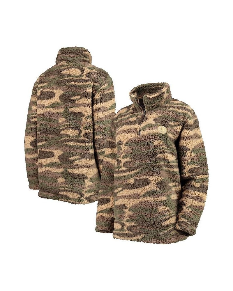 Women's Camo Boston Bruins Sherpa Quarter-Zip Jacket Camo $41.65 Jackets