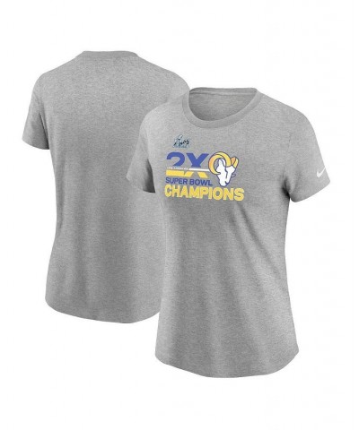 Women's Heather Gray Los Angeles Rams 2-Time Super Bowl Champions T-shirt Heathered Gray $19.27 Tops