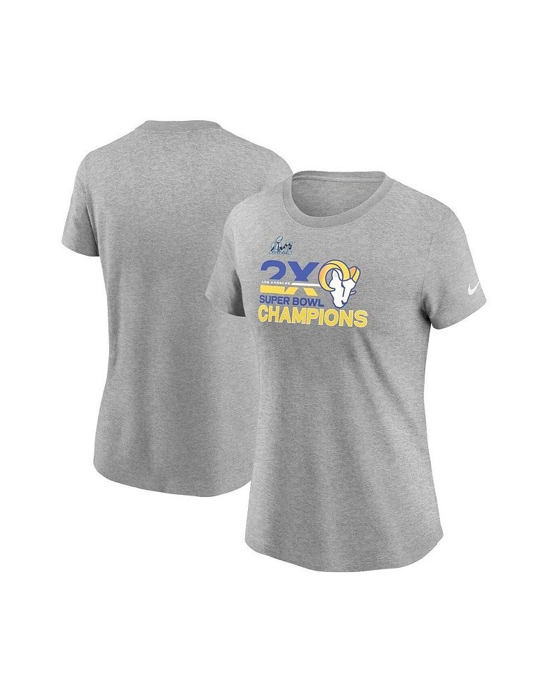 Women's Heather Gray Los Angeles Rams 2-Time Super Bowl Champions T-shirt Heathered Gray $19.27 Tops