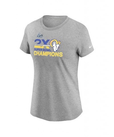 Women's Heather Gray Los Angeles Rams 2-Time Super Bowl Champions T-shirt Heathered Gray $19.27 Tops