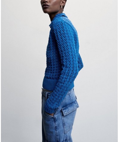 Women's Polo Neck Sweater Blue $43.20 Sweaters