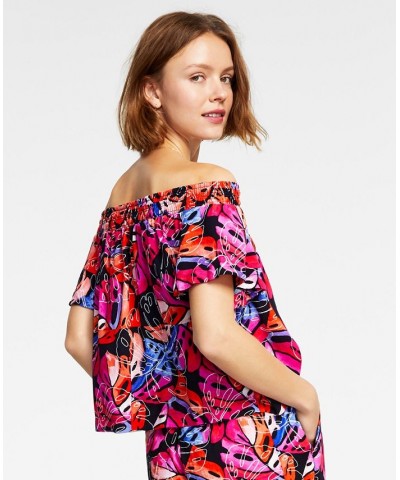 Women's Printed Off-The-Shoulder Top Sky Captain Multi $16.28 Tops