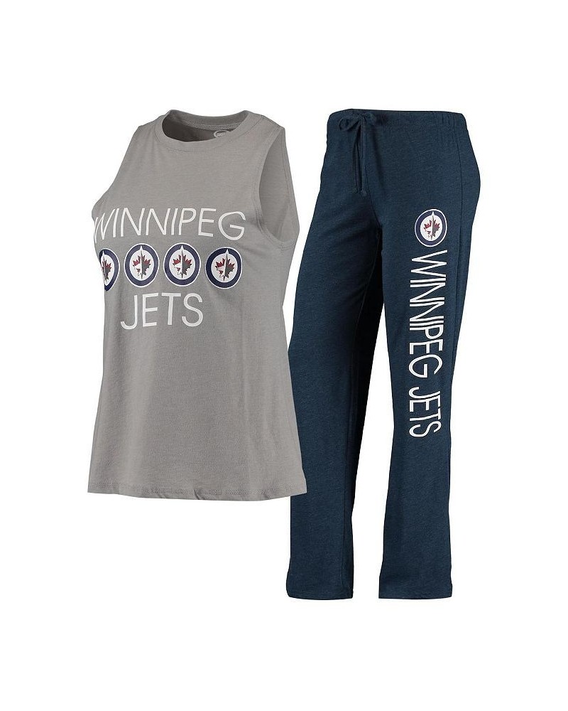 Women's Gray Navy Winnipeg Jets Meter Tank Top and Pants Sleep Set Gray, Navy $31.20 Pajama