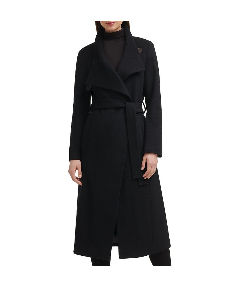 Women's Asymmetric Belted Maxi Coat Black $75.00 Coats