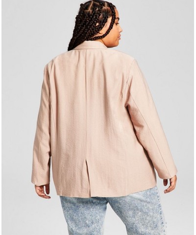 Trendy Plus Size Oversized Button-Front Blazer Tan/Beige $19.58 Jackets
