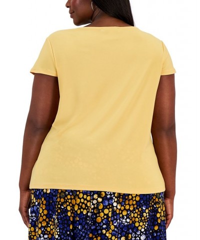 Plus Size Short-Sleeve Cowl-Neck Top Gold $36.57 Tops