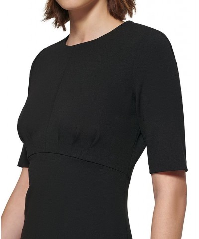 Women's Jewel-Neck Scuba Crepe Sheath Dress Black $69.12 Dresses