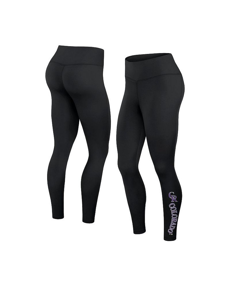 Women's Branded Black Colorado Rockies Wordmark Stack Leggings Black $23.39 Pants