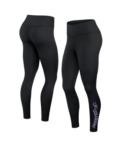 Women's Branded Black Colorado Rockies Wordmark Stack Leggings Black $23.39 Pants
