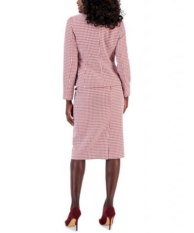 Women's Houndstooth Two-Button Skirt Suit Regular and Petite Sizes Blue $68.00 Skirts