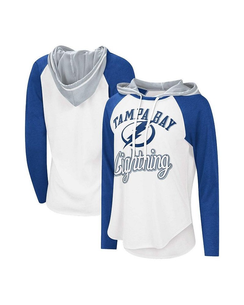 Women's Starter White Blue Tampa Bay Lightning MVP Raglan Hoodie T-shirt Blue $28.99 Tops