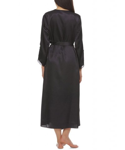 Stella Satin Venise Trim Robe Black $15.62 Sleepwear
