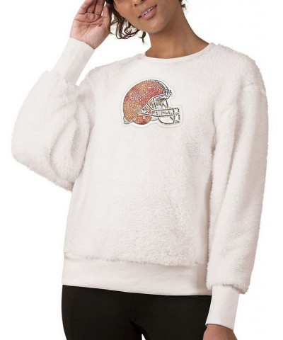 Women's White Cleveland Browns Milestone Tracker Pullover Sweatshirt White $34.40 Sweatshirts