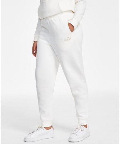 Women's Embroidered-Logo High-Waist Sweatpant Jogger Ivory/Cream $24.00 Pants